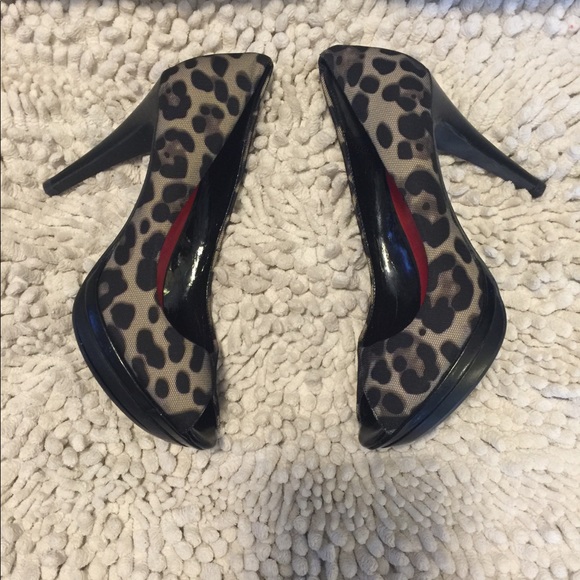Moda Spana Cheetah Print Peep Toe Heels Sz 7 - Picture 4 of 10